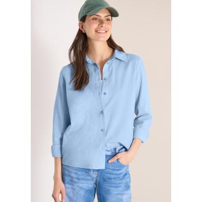 Hemdbluse CECIL, Damen, Gr. XL (44), blau (light sky blau), Web, 75% Baumwolle, 25% Modal, unifarben, klassisch normal, Bündchen, Blusen Hemdbluse, in Blusen-Optik
