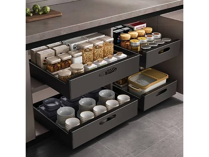 Étagère de rangement de cuisine, panier de rangement extractible avec Rails coulissants, organisateur d'armoires, étagères à épices, étagère de rangement essentielle de cuisine