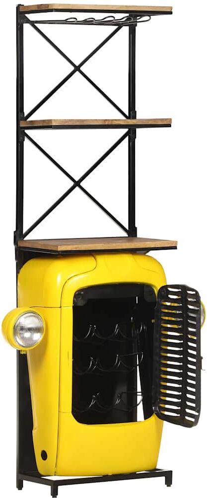 vidaXL Cave à vin tracteur Jaune 49x31x172 cm Bois de manguier solide