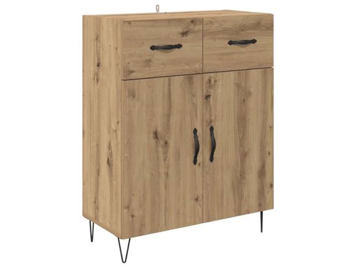 TEKGHUT Sideboard Artisan-Eiche 69,5 x 34 x 90 cm Holzwerkstoff Metallbeine, matte Metallgriffe, Wandbefestigung, Regale, Holzwerkstoff, Wohnzimmer, Esszimmer