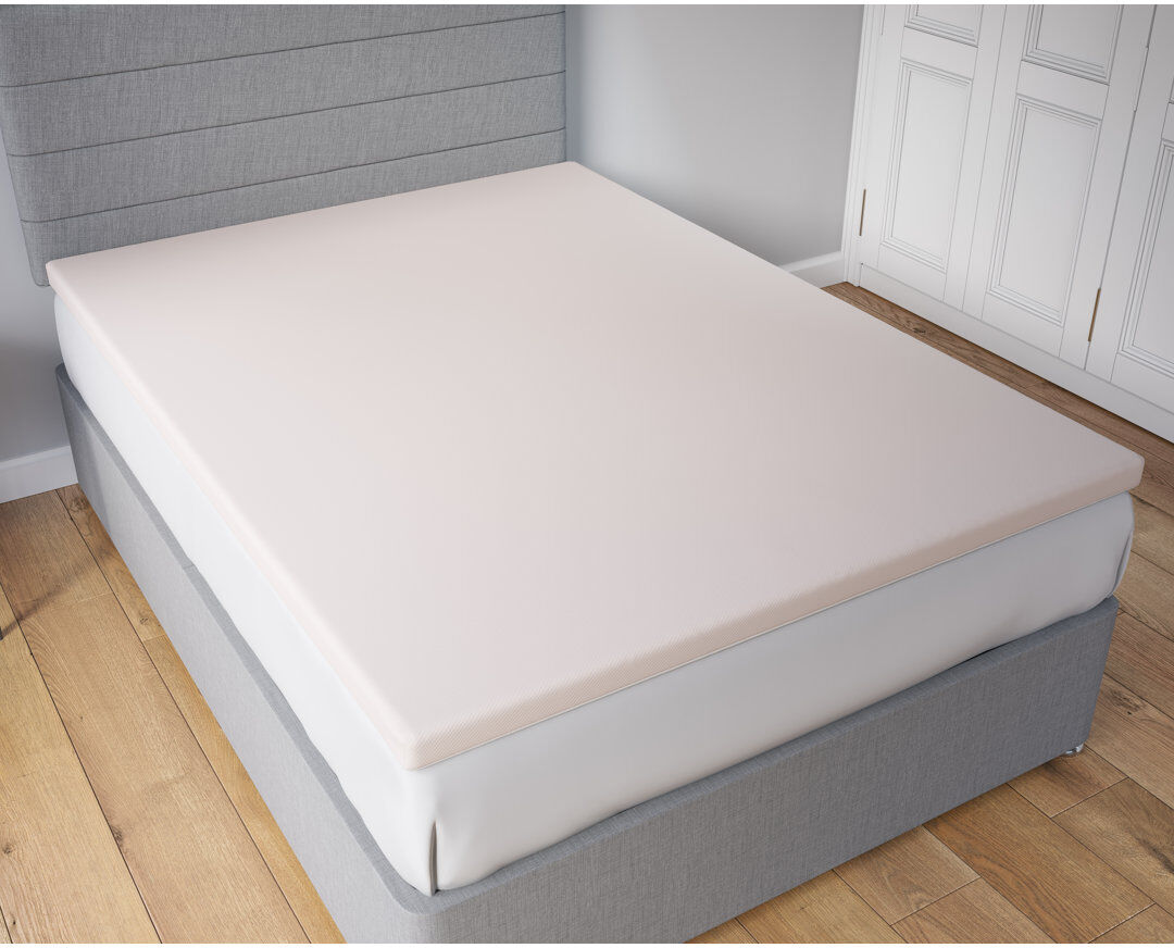 Symple Stuff Ulverst 2cm Memory Foam Mattress Topper With Zip Cover Cream Double (4'6)