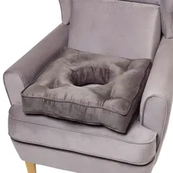 SITZKISSEN mit Aussparung grau 50/50/10 cm – Entlastungskissen, Velours