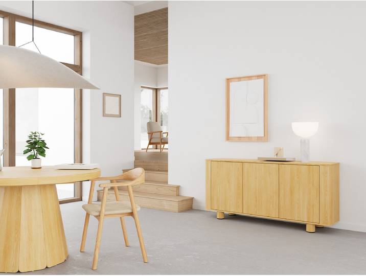 Buffet 160 x 75 x 40cm Bois/Beige