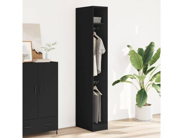 Noir Garde-robe JILL'S Armoire penderie Pour chambre noir 30x50x200 cm bois d'ingénierie LV1439