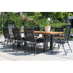 HARTMAN Sondermodell Yasmani/Raffaelo Garten-Essgruppe, xerix, Alu/Teakholz, 240x100cm, 6 Stapel-, 2 Klappstühle