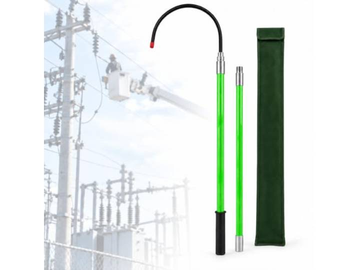 Elektrischer Rettungshaken Aus Fiberglas, Tragbarer Rettungsstab Mit Epoxidisolierter Stange, 450 Mm Hakenöffnung, Gummigriff, Tragkraft 80 Kg, Für Elektrische Notfallrettung 2m
