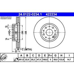 Bremsscheibe ATE 24.0122-0234.1 (2 Stk.) für Lancia Thesis