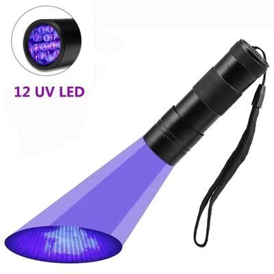 Uplifted Finds Portable UV Flashlight Black Light Detector For Pet Stains And Inspection 12 Leds Black Uv