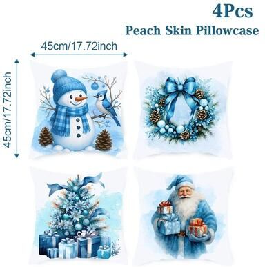 Uplift Treasures Merry Christmas Santa Pillow Cover Set 4pcs a