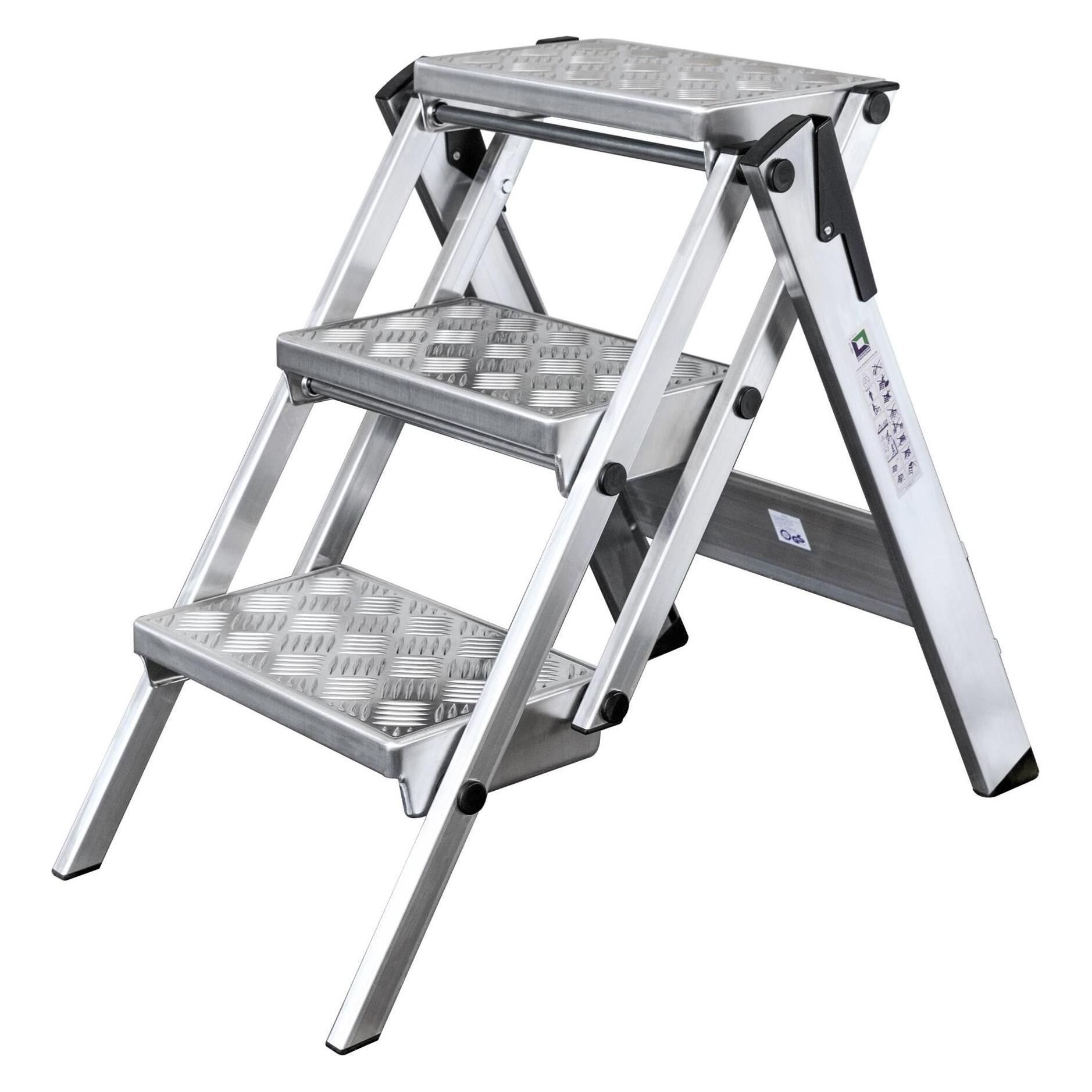 Munk ML Kompakt-Tritt 3 Stufen Alu-Quintett-Design (Gerüst, 80 cm) (054203)
