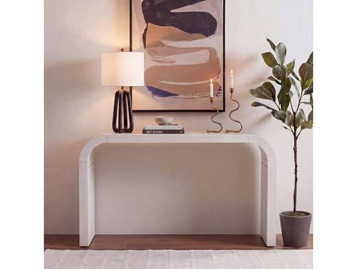 SAFAVIEH Gebogenes Holz Konsolentisch, Weiß, 30 x 132 x 78