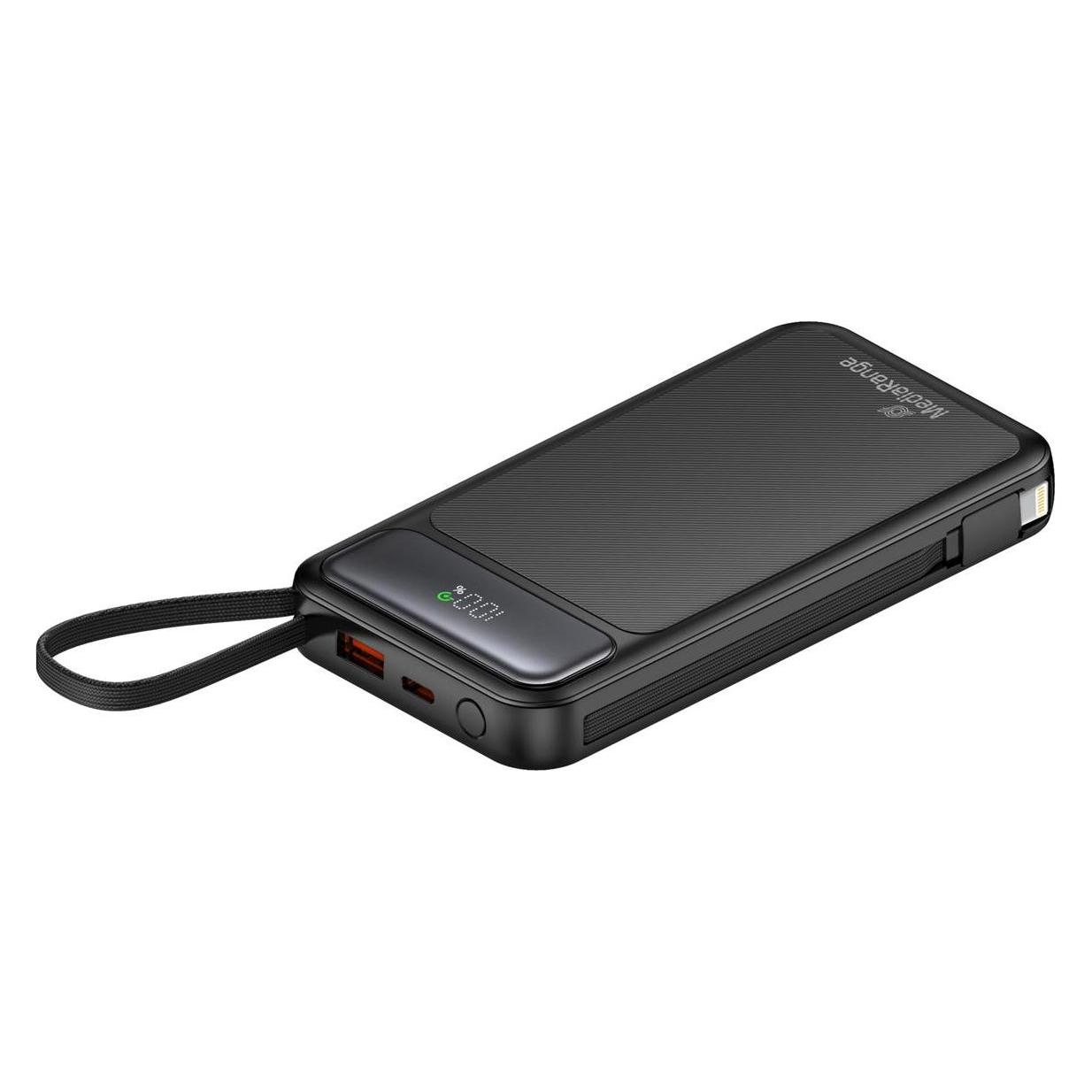 MediaRange Mobiles Ladegerät 10.000mAh, unterstützt USB-C Power Delivery und Quick Charge, schwarz (10000 mAh, 20 W, 37 Wh) (MRMA753)