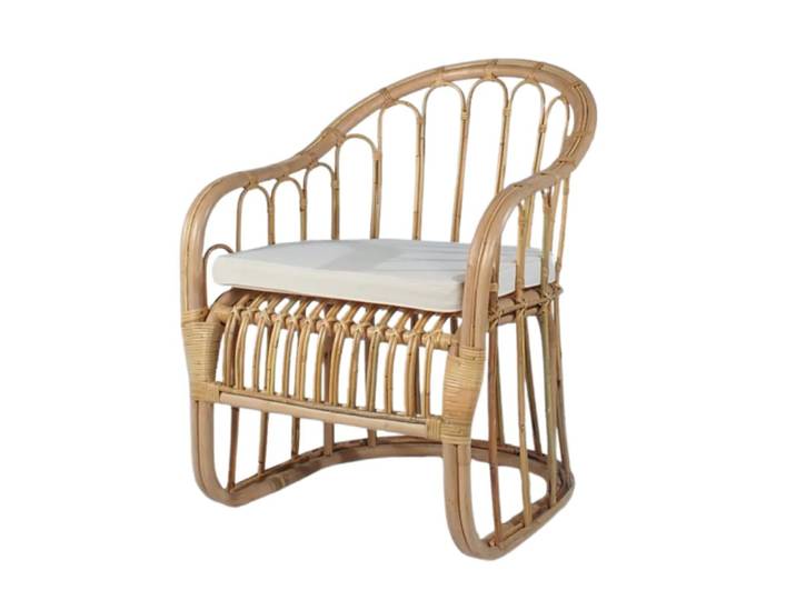Fauteuil en rotin avec coussin d'assise