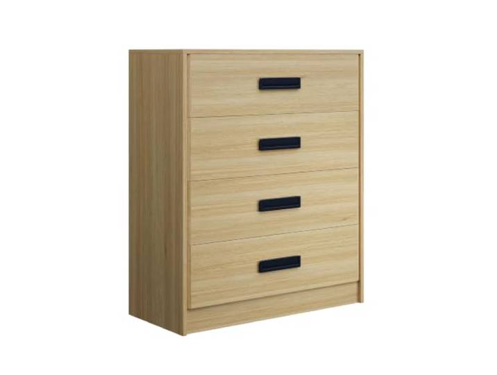 GarveeMore Moderne Schlafzimmer-Kommode, freistehend aus MDF 4 Schubladen, platzsparender Stauraum für Kleidung & Aufbewahrung, Holzoptik Natur – 4 Schubladen, Naturholzfarbe