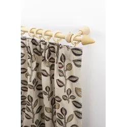 Gardinenstange GARESA "Evi", beige (natur), L:420cm, Holzwerkstoff, Gardinenstangen, Vorhanggarnitur Holz, verlängerbar, Wandmont.,mit Ringe/2 Lauf Gleiter