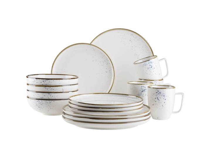 MÄSER Geschirr-Set Pintar weiss/blau Porzellan 16 Stk - Geschirr-Set