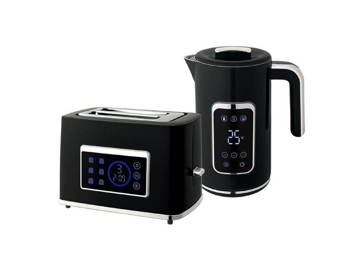 FELIXLEO Frühstücks-Set Wasserkocher Toaster Set LED Touchscreen 1,7L 2 Schlitze Schwarz (1-tlg)