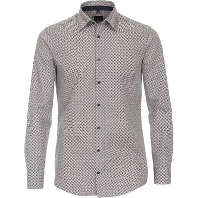 Businesshemd VENTI "VENTI Businesshemd Langarm Print", Herren, Gr. 38, Normalgrößen, braun, 100% Baumwolle, bedruckt, schmal, Hemden