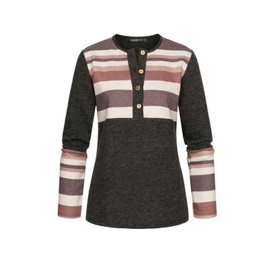 Sweater CLOUD 5IVE "CLOUD 5IVE Sweater mit Knopfleiste", Damen, Gr. M, grau, 88% Polyester, 12% Viskose, Rundhals, Sweatshirts Sweater