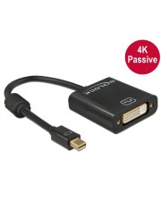Delock Display-Adapter Single Link Mini DisplayPort M bis DVI-I W 1.2 20 cm Daumenschrauben 4K Unterstützung Schwarz (62605)