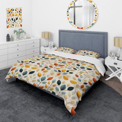 DESIGN ART "Designart ""Organic Symmetry"" Teal Modern Bedding Set With Shams"