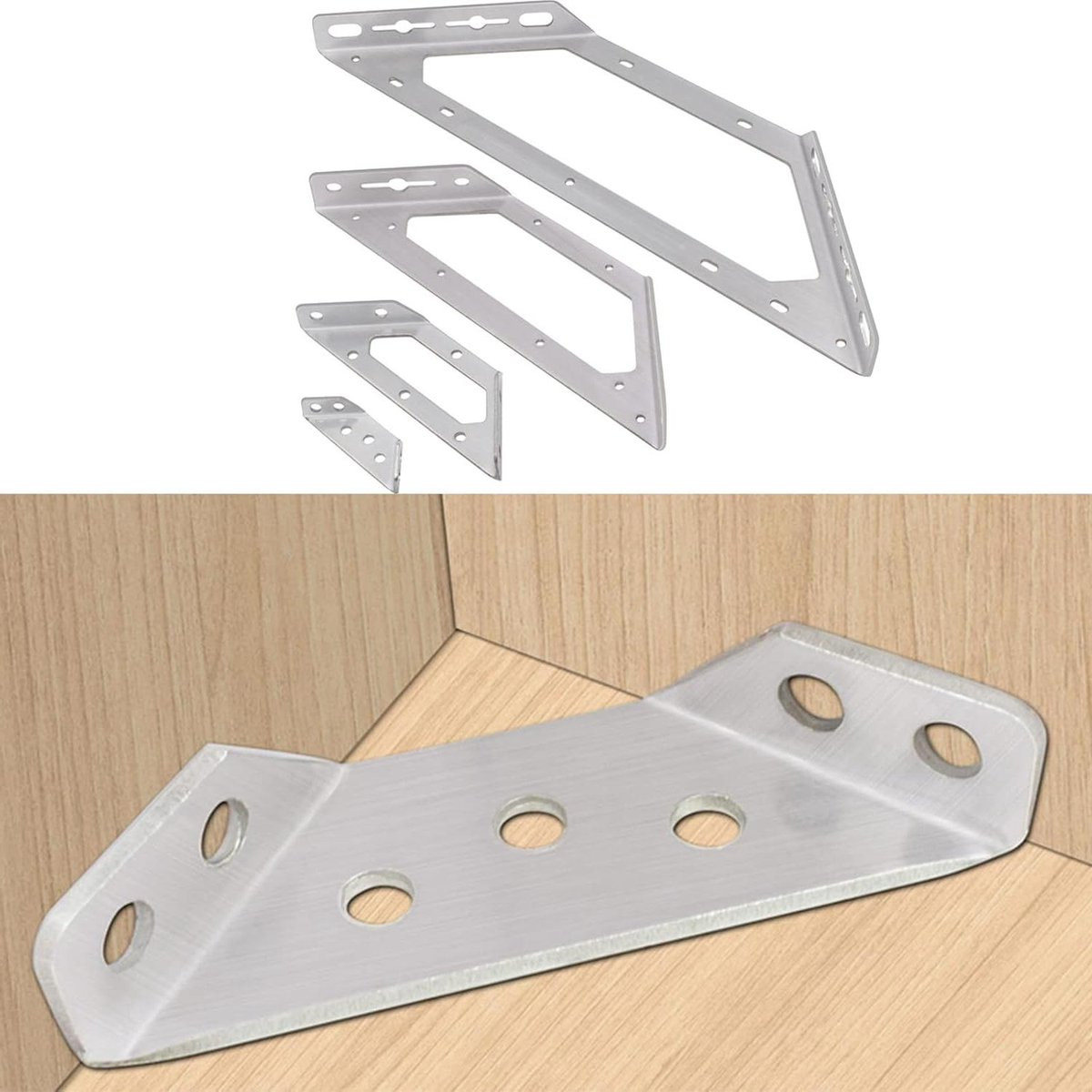 Driehoeksteun Roestvrij Staal Hoekhouder Klem voor Meubelversterking B/D/H: 1 x 1 x 1 cm
