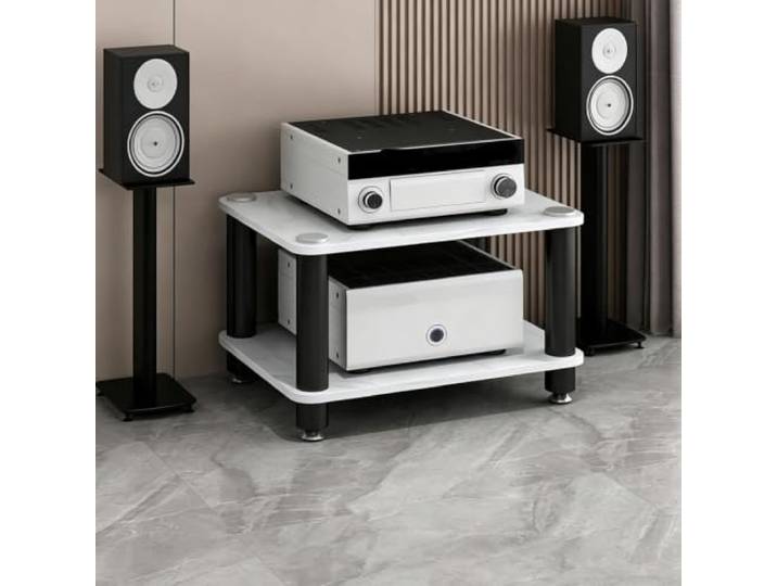 ZSCNYHMT HiFi-Rack, Audio-Ständer Mit Mehrstöckigem Aufbewahrungsdesign Mehrstöckiger Stauraum, abgerundete Kanten, rutschfeste Füße, für Wohnzimmer und Audio-Setups(A,36cm/14.1in)