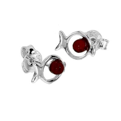 Paar Ohrstecker OSTSEE-SCHMUCK "Ostsee-Schmuck Ohrstecker Fisch Ohrstecker Fisch", weiß, Ohrringe, Damen, 9 x 7mm, Silber 925 (Sterlingsilber)