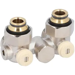 Doppelkugelhahnverschraubung Einrohrsystem 3/4''IG By-Paß Eckform mit Eurokonus
