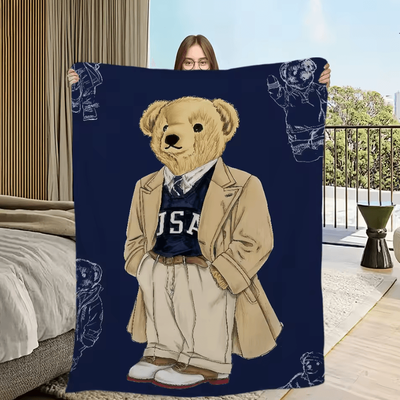 Inspire Curations Cute Bear Soft Plush Flannel Throw Blanket z1 gait100x150cm