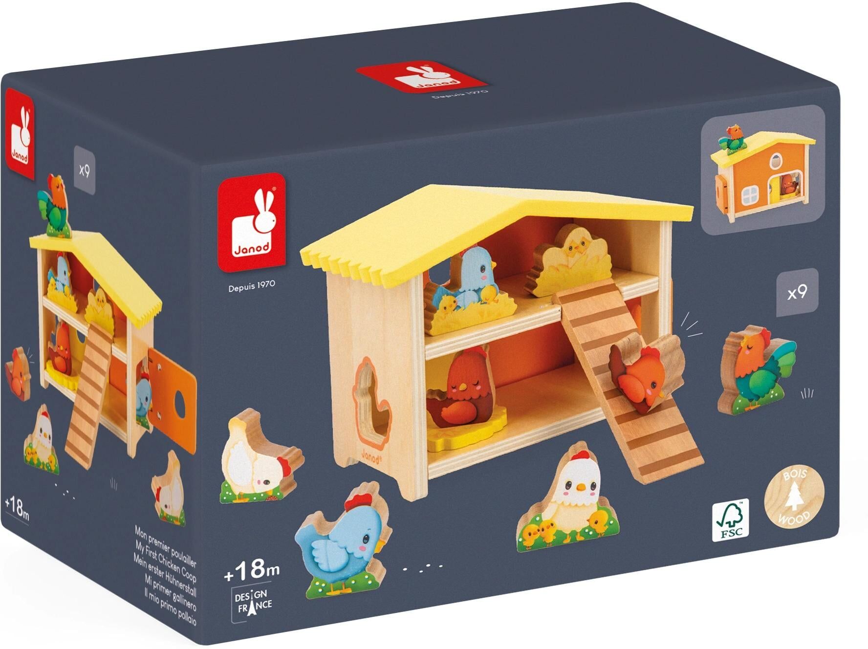 Lernspielzeug JANOD "Mein erster Hühnerstall", Kinder, bunt (mehrfarbig), Lernspielzeug Lernspielzeug mehrfarbig Einheitsgröße