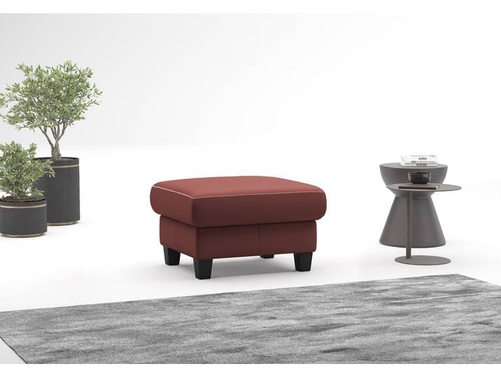 Polsterhocker OTTO HOME Varese , rot (merlot), B:77cm H:49cm T:67cm, Hocker, Polsterhocker, Kreuznaht in beige