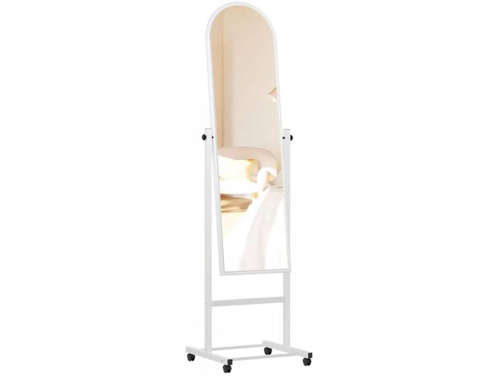 CLP Standspiegel rund Holz weiß, Weiß, 39x151x39 cm, Spiegel, Standspiegel