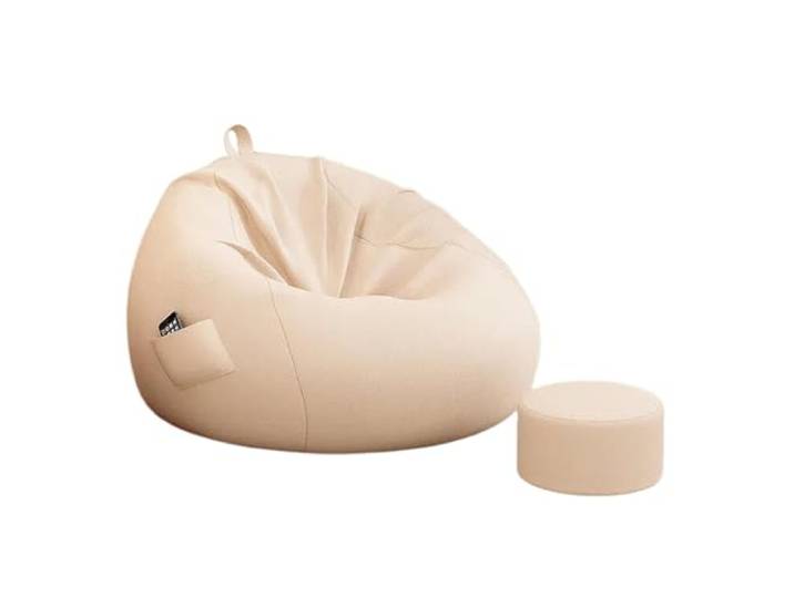 Xumh2024-3 Sitzsack Sitzsack-Stuhl mit Ottomane und Kissen, gemütliches Sofa for die Lounge-Leseecke(Beige,Mittel)