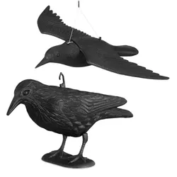 Relaxdays 2 tlg. Taubenschreck Set Krähe Schwarz