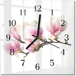 WANDUHR aus Glas 30x30 cm - Magnolie