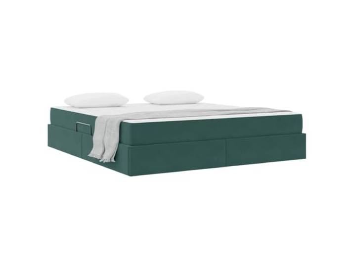 KTHLBRH Boxspringbett mit Matratze dunkelgrün 180 x 200 cm Luxuriöser Samt, Metallgestell, hydraulischer Aufbau, enthält Lattenrost