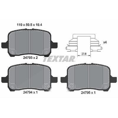 Textar Bremsbelagsatz, Scheibenbremse [Hersteller-Nr. 2479301] für Opel, Saturn, Chevrolet, Pontiac