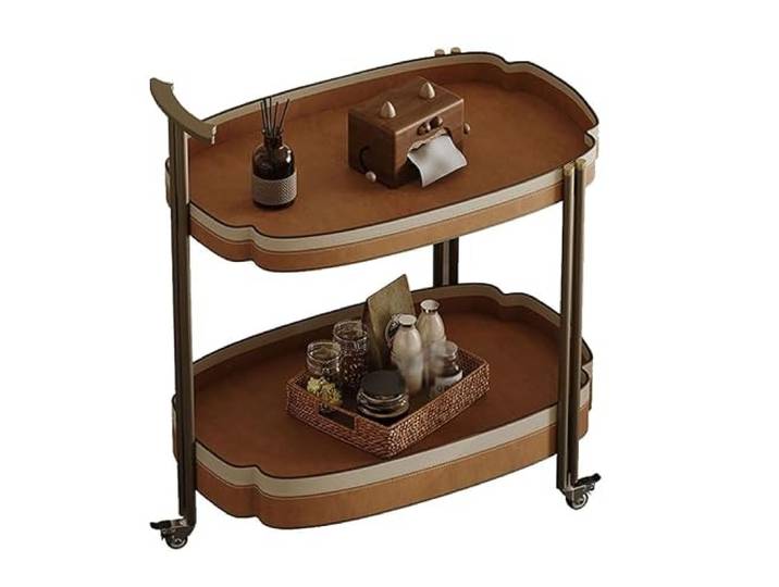 YCCHAH Sofatisch Leichter Luxus-Wohnzimmer-Beistelltisch, beweglicher Sattellederwagen-Beistelltisch, Kleiner Couchtisch Wohnzimmer-Beistelltisch