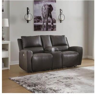 "Signature Design by Ashley Boxmere Dark Brown Double Power Reclining Loveseat with Console - 75""W x 38""D x 39""H"