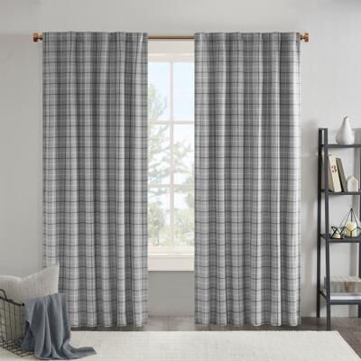 Madison Park Anaheim Woven Plaid Room Darkening Thermal Fleece Lined Single Curtain Panel