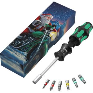 Wera Geschenkset Kraftform Kompakt 27 Set 1 Christmas 2025, Werkzeug-Set mit Schraubendreher mit Bitmagazin, 7-teilig