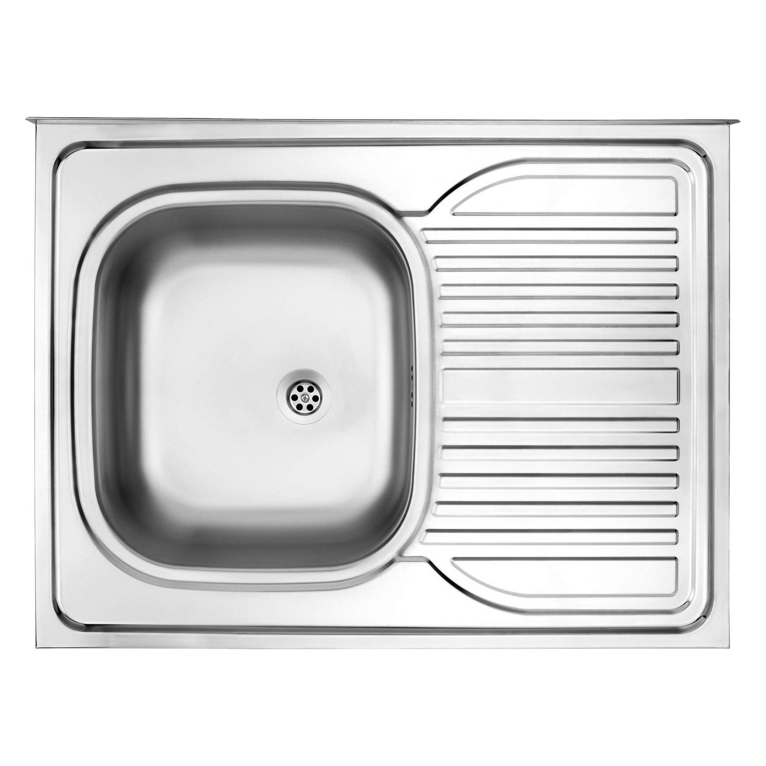 1-Becken-Spüle aus Stahl mit Abtropffläche auf der rechten Seite - Auflage (Spülbecken Zubehör) (ZM6 011P)