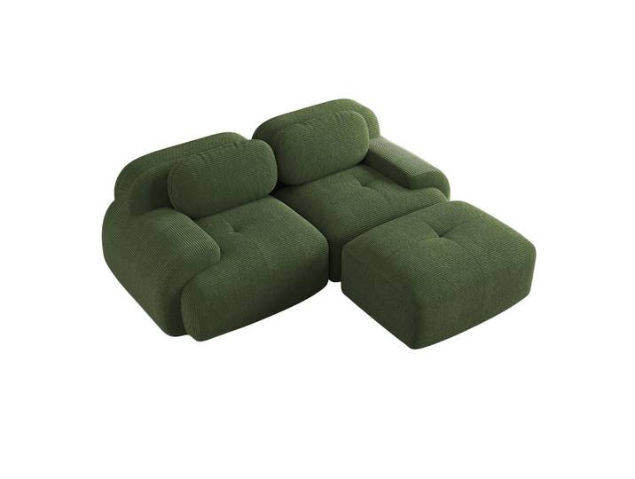 ComfortXL Ecksofa De-34025 modular mit gebogenen Armlehnen Grün, 208x178 cm, Wohnzimmer, Sofas & Couches, Wohnlandschaften, Ecksofas