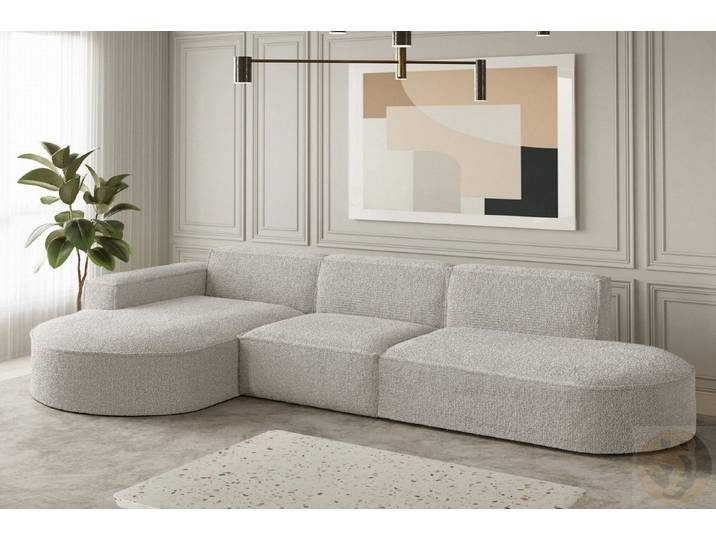 Friderik-EU Ecksofa PARMA L Couch Moderner Minimalismus 296x165cm, gepolsterte Rückseite