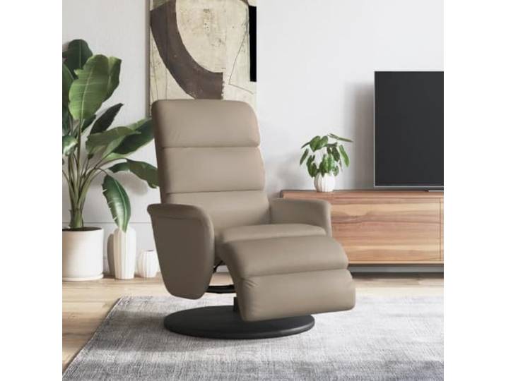 Relaxsessel mit Fußteil Cappuccino-Braun Kunstleder Liegefunktion 360 Grad Manuelle Liegefunktion, 360 Grad drehbar, Kunstlederbezug, Sperrholz-Metallrahmen, pflegeleichte Oberfläche