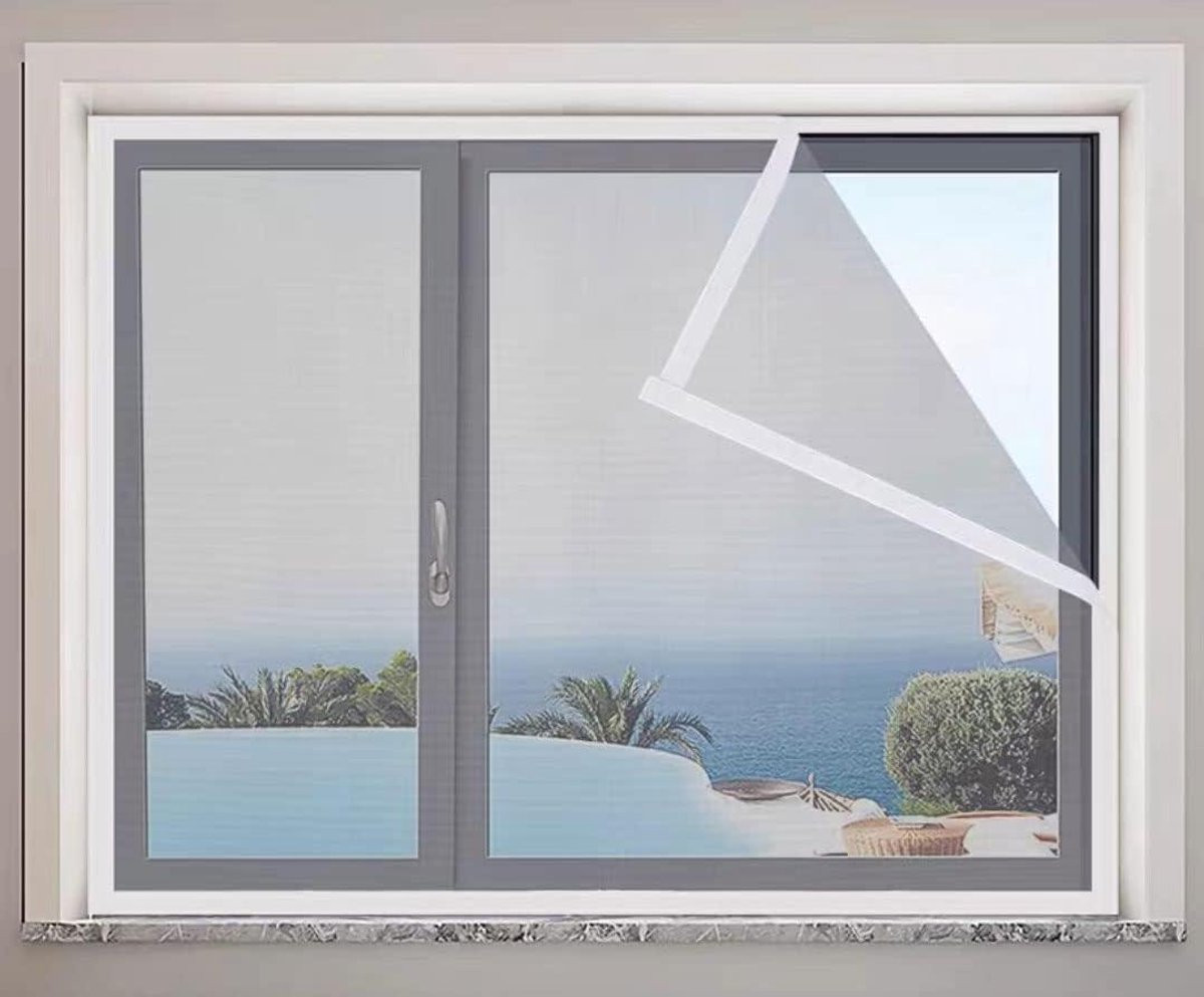 Wit Horren Raam met Versterkt Mesh - Insectenhor - 100 x 195 cm