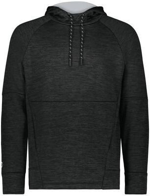 Holloway 223580 All-Pro Performance Fleece Hoodie in Black Heather/Silver size 3XL   Polyester