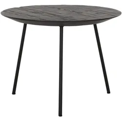 Couchtisch Jupiter aus Teakholz, rund im modernen Industrial-Stil, schwarz, Ø 50 cm