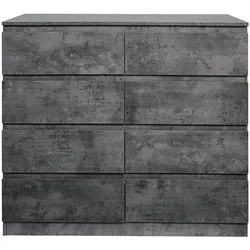 HTI-Living, Kommode + Sideboard, Moderne Kommode mit 8 grifflosen Schubladen Beton (110 x 40 x 97 cm)